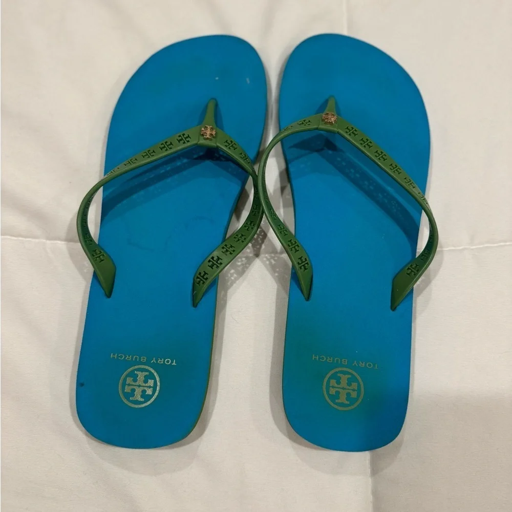 Tory Burch Blue and Green Sandals